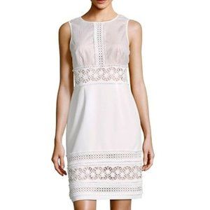 Saks Fifth Avenue White Lace Blush lined Wedding Bridesmaid Dress